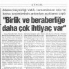 Yeni Adana Gazetesi'BİRLİK VE BERABERLİĞE DAHA ÇOK İHTİYAÇ VAR'