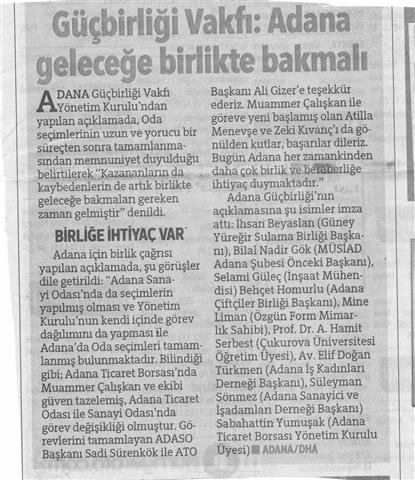 Hürriyet Gazetesi:GÜÇBİRLİĞİ VAKFI GELECEĞE BİRLİKTE BAKMALI