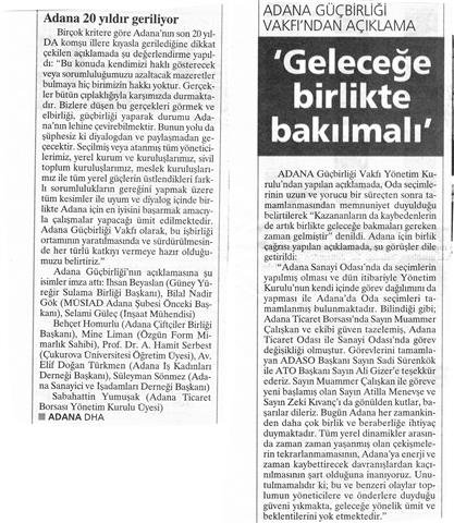 Milliyet Gazetesi'GELECEĞE BİRLİKTE BAKILMALI'